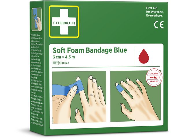 Plåster CEDERROTH SoftFoam 3cmx4,5m blå